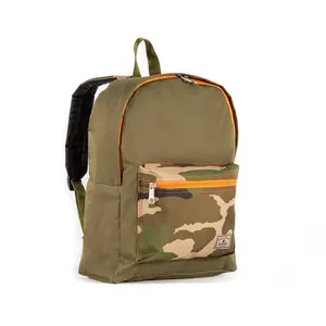 212 MAIN Everest 1045CB-OLI-CAMO Basic Block Backpack, Olive & Camo Print, Lightweight, Zip Closure, Travel Backpack