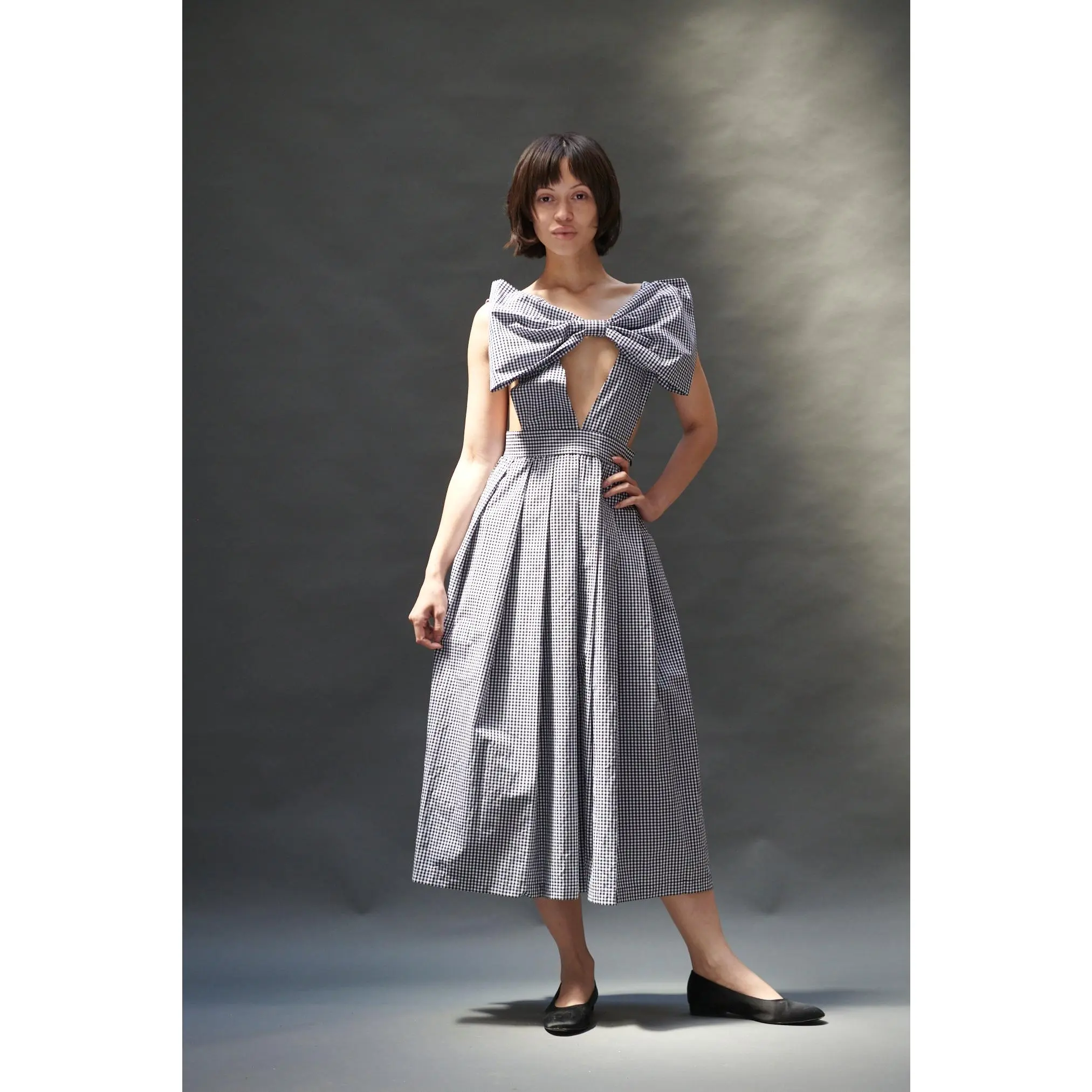 Bow Pinafore Dress in Gingham