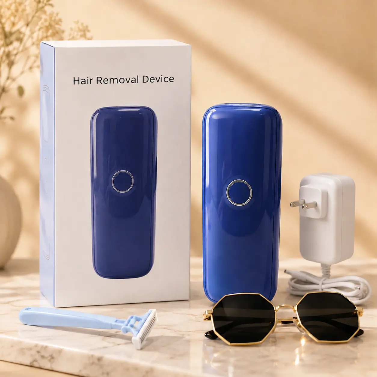 IPL hair removal device, suitable for both men and women, 999,999 flashes, painless and long-lasting results. Effortless at-home hair removal, wired electric hair removal unit, equipped with safety goggles, razor and power adapter