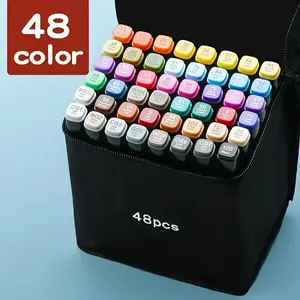 48-Color Dual-Head Alcohol Marker Kit, Vibrant Smudge-Free Marking Drawing & Sketching Tools for Students | Office Stationery, Writing Tool, #DrawingKit #SchoolEssentials, Mark, Drawing Markers, Art Markers Set