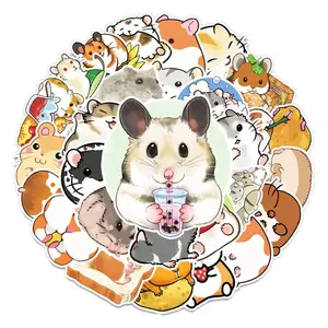 50pcs Hamster Stickers Pack – Waterproof Vinyl Decals for Bottles, Laptops, Notebooks, Scrapbooks & Kawaii Animal Aesthetic
