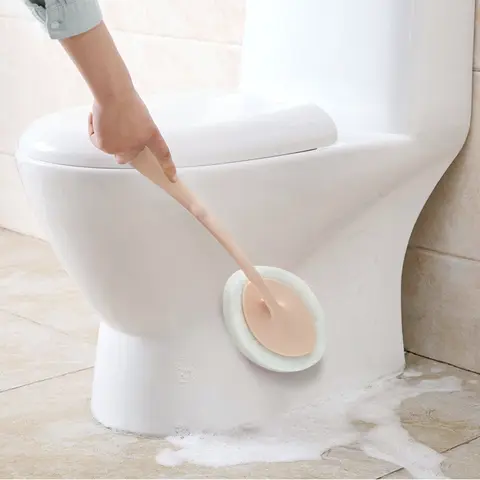 Long Handle Sponge Brush for Bathroom Cleaning, Multi-Purpose Wall Cleaner, Bathtub Scrubber, Floor Tile Brush, Sink Brush, Toilet Wand, Lightweight, Toilet Cleaning System, Home Goods, Bathroom Cleaning Tools