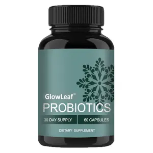 GlowLeaf Probiotics - New & Improved Synbiotic Formula with Bifidobacterium lactis for Digestive Health, Less Bloating & Sharper Focus - 30-Day Supply, 60 Vegetarian Capsules - Healthcare Supplement Fitness Edible