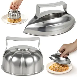 Stainless Steel Rice Shaper Mold Pumpkin Shape Mold Press Mould with Handle for Egg Fried Omurice Omelette Sushi Plating