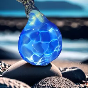 Ocean Reflection Dark Blue Borosilicate Glass Pendant, Wave Pendant, Gradient Glass Pendant, Tears of the Sea, Handmade Glass Pendant,glass artwork,handmade Christmas gift