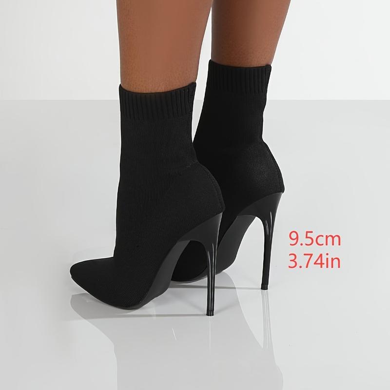 Casual Mid-Calf 1pr Sock Boots - Solid Color Slip-On Pointed Toe Stiletto Heels with Knitted Fabric Upper, Inner & Sole, Flannel Insole - All-Season Stretchy Knit Ankle Booties Open Toe Thick Soled Knitted Sandals Women's Comfortable Footbed Sandals Casual Mid-Calf 1pr Sock Boots - Solid Color Slip-On Pointed Toe Stiletto Heels with Knitted Fabric Upper, Inner & Sole, Flannel Insole - All-Season Stretchy Knit Ankle Booties Open Toe Thick Soled Knitted Sandals Women's Comfortable Footbed Sandals