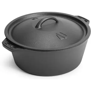 Pre-Seasoned Cast Iron Dutch Oven Pot with Lid, for Braising, Broiling, Frying, Sourdough Bread Baking, Camping Cookware, BBQ,3 Quart Pan