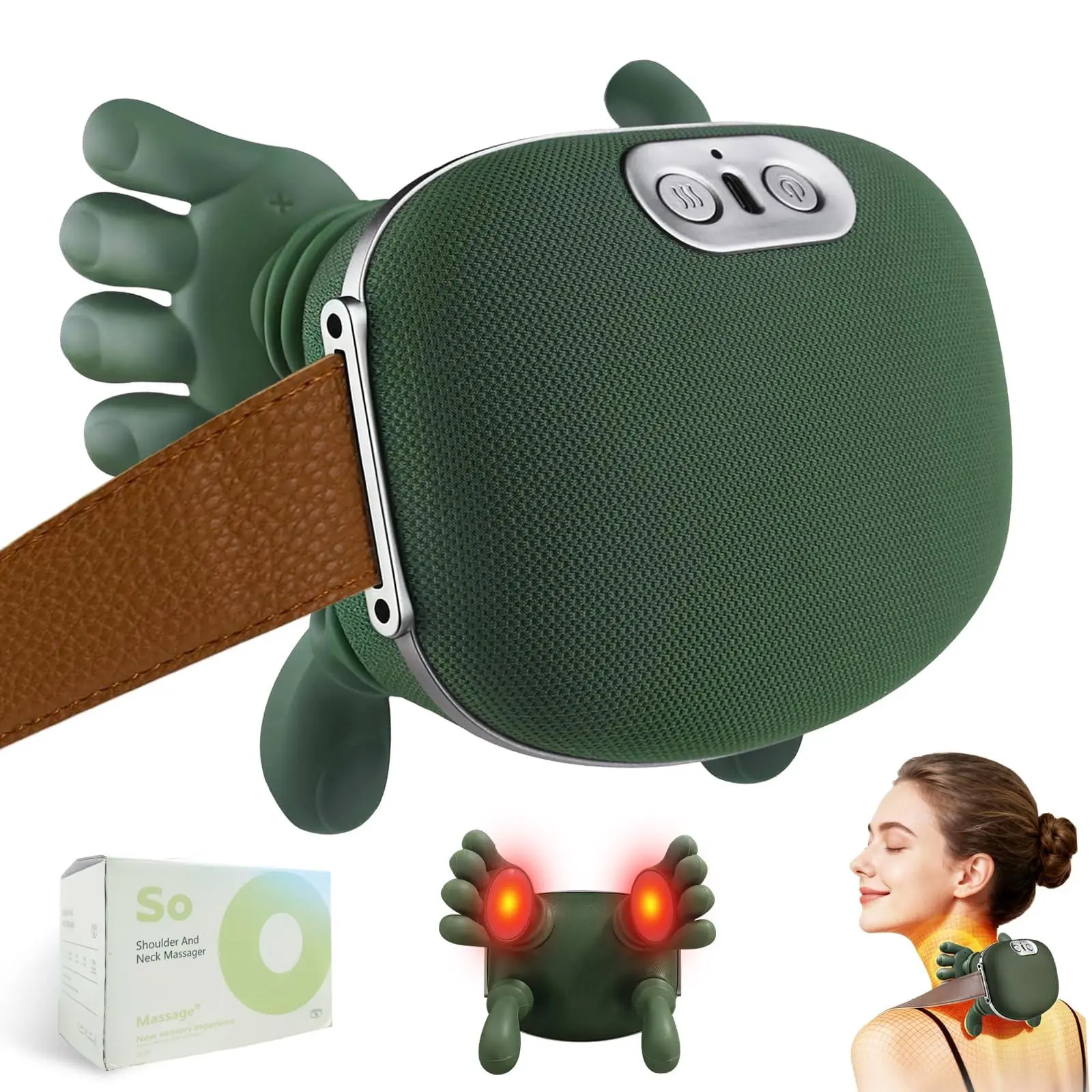 Electric Wireless Neck and Waist Massager with Bio-Hand Heating, 4D Kneading Deep Massage for Neck, Waist, Legs, Abs and Full-Body Relaxation, USB-Powered, Suitable for Adults, Home and Office Use, Gifting Option