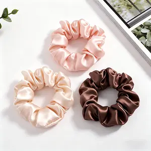 3Pcs Silk Hair Scrunchies Frizz Breakage Prevention 100% Mulberry Silk Hair Ties Elastic Ponytail Holders  Hairwraps Round Design Say goodbye to hair damage, hello to silky smooth styles Mini Styling Tool Kit