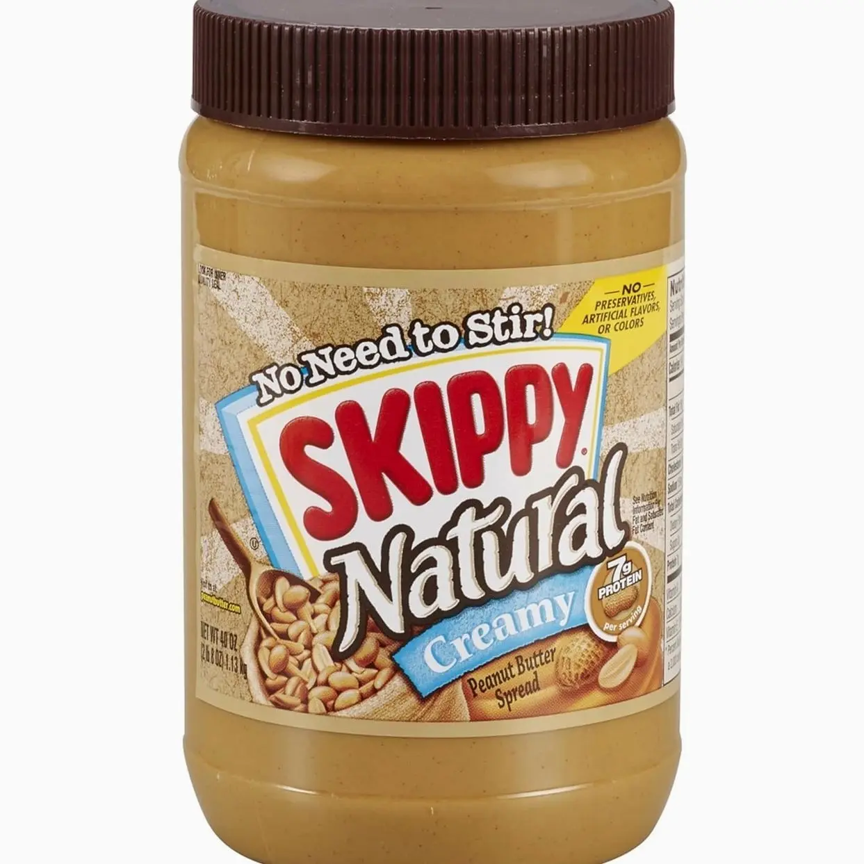 SKIPPY Natural Creamy Peanut Butter, 7 g Protein Per Serving, 40 Ounce