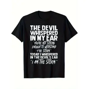 Men's & Women's Funny Devil Quote T-Shirt - "The Devil Whispered In My Ear" Bold Statement Tee - Lightweight All-Season Shirt for Gym, Casual Outfits, Halloween - Machine Washable Regular Fit Everyday Top