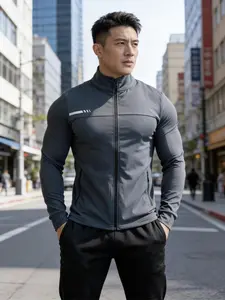 Men's Stand Collar Quick-Dry Sports Jacket, Slim Fit Gym Outerwear, Elastic Sporty Jacket for Men, Stand Collar Slimming Fast Drying Top