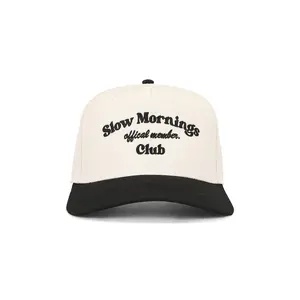 Friday Feelin Slow Mornings Club Hat in Cream & Black Unisex