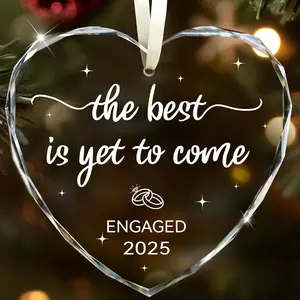 Engagement Gifts for Couples 2025, Glass Engagement Gifts for Newly Engaged Couples, Bride to Be, Women, Fiance, Bride to Be , First Christmas Engaged Ornament 2025