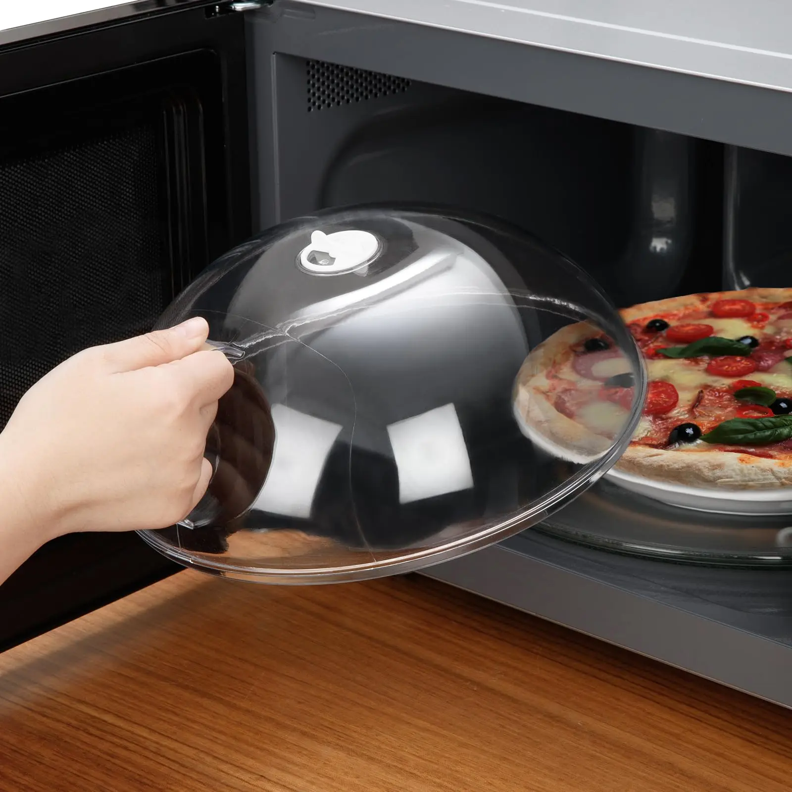 Microwave Splatter Cover with Handle, Reusable BPA-Free Plastic Lid for Food Modern Kitchen Utensils Adjustable Steam Vent Clear Durable Heat-Resistant Design