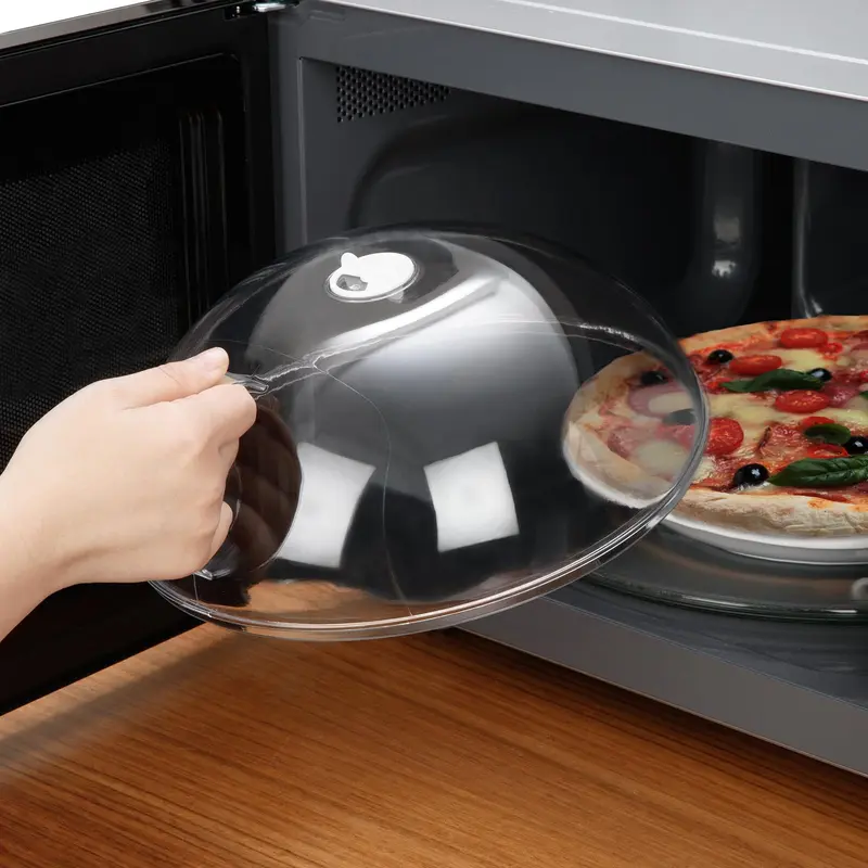 Microwave Splatter Cover with Handle, Reusable BPA-Free Plastic Lid for Food Modern Kitchen Utensils Adjustable Steam Vent Clear Durable Heat-Resistant Design
