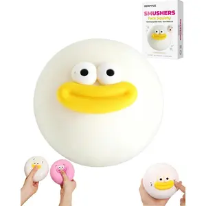 Smushers Face Squishy Soft Squeeze Stress Relief Desk Accessory Slow Rising Texture Sensory Toy Interchangeable Faces Large Rebound Ball Fidget Adults Kids Anxiety Novelty Gift Ultimate(White,1 Set)