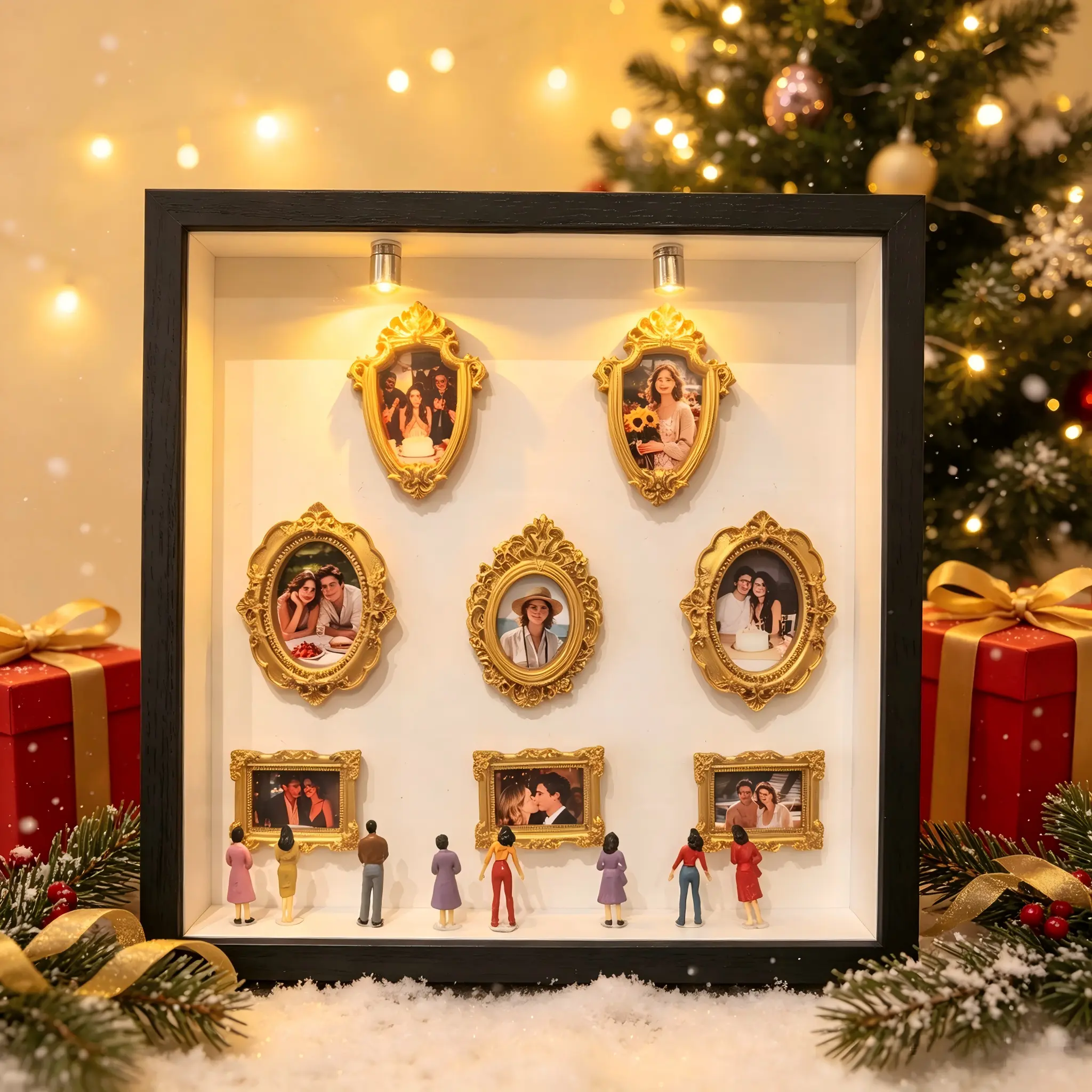 Classic Baroque DIY Mini Museum Photo Frame - Room Decor DIY Shadow Box Memory Center with LED Lights, Figures  Custom Family Picture Display  Holiday Gifts  BF Birthday Gifts Gifts for GF