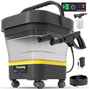 Portable Cordless Pressure Washer with Tank: 1200 PSI Foldable Power Washer 3.4 Gal Tank 7-Level Adjustable Sprayer 360 Nozzle