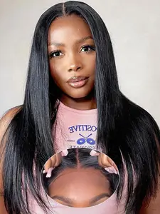 Straight Hair HD Transparent Lace Frontal Straight T-part Pre-Plucked Human Hair Wig With Baby Hair 180% Density Lace Front Silky Straight Human Hair Wigs