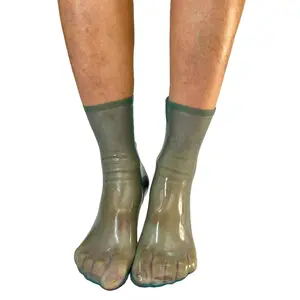 Latex Transparent Light Blue Mid-Calf Socks