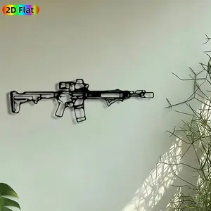 1pc Tactical Rifle Metal Wall Art, Artwork, Assault Rifle Statue Mural, Intricate Craftsmanship, Artistic Metalwork, Perfect for Fathers Day, Housewarming Decor, Man Cave Garage Office Decor, Ideal Gift for Tactical Gear Enthusiasts