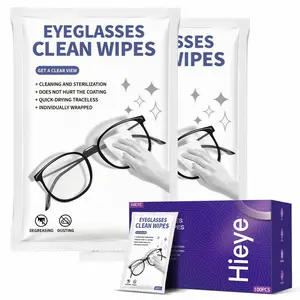 Hieye Lens Wipes for Eyeglasses, Eyeglass Lens Cleaning Wipes Pre-moistened Individually Wrapped Sracth-Free Streak-Free Eye Glasses Cleaner Wipes for Sunglass, Camera Lens, Goggles
