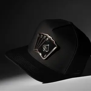 God of Gambling 4-sides Baseball Cap with Sharp Embroidery , A style Black Hat