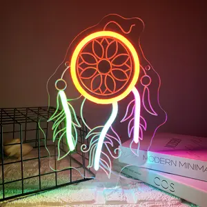 Colorful Dream Catcher Neon Sign, Vibrant Luminous Dream Catcher LED Neon Light, USB Powered,Dimmable, Wall Hanging Art Sign for Bedroom, Living Room, Garden, Garage, Cafe, Game Room, Gift, Home Decor Light