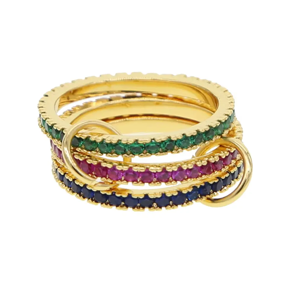 Golden colored zircon with 3 rings