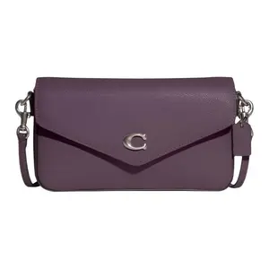 Coach Wyn 21 Envelope Crossbody Bag for Women with Removable Strap, Suede Leather, Deep Purple