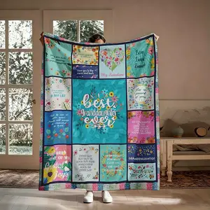 Granddaughter Floral Flannel Plush Throw Blanket - Love You To The Moon Graphic, Soft Insulation Oversized Blanket Throw for Dorm, Grandma Gift for Christmas, Birthday, Graduation, Flannel Plush Throws, Graphic Blanket Throws