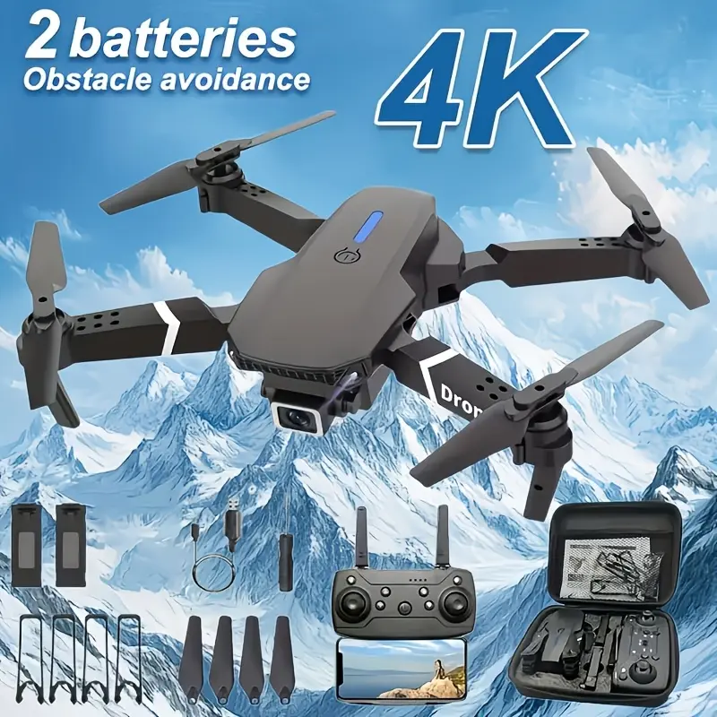 Remote-Controlled Drone & Portable Quadcopter| Features: Trajectory flight, three-sided obstacle avoidance, 4K ultra-high-definition pixels, gesture-controlled photography, adjustable speed control, headless flight mode, one-key return, bright LED lights