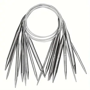 9 Pcs Circular Knitting Needles 80cm Long, Metal Circular Needles For Knitting 32 Inch, Circular Knitting Needles Set For Socks Hats Blanket Magic Loop, Stainless Steel Fixed Circular Knitting Needles With Size 2. 5 mm, 3. 5 mm, 4. 5 mm, 5. 5 mm, 6 mm, 7