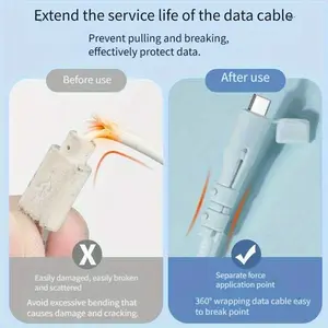 4-Piece Charging Cable Protector Set, Anti-Break Data Line Organizer, USB-C Compatible for Laptops Tablets Phones, Cellphone
