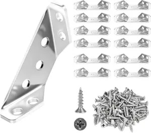 12 Pack Universal Stainless Steel Furniture Corner Connectors with Screws  Heavy Duty Triangular Brackets for  Furniture, Cabinets, Tables, Chairs, Drawers, and Shelving 84 Screws