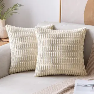Corduroy throw pillow, wheat grain cushion cover, plain sofa pillowcase