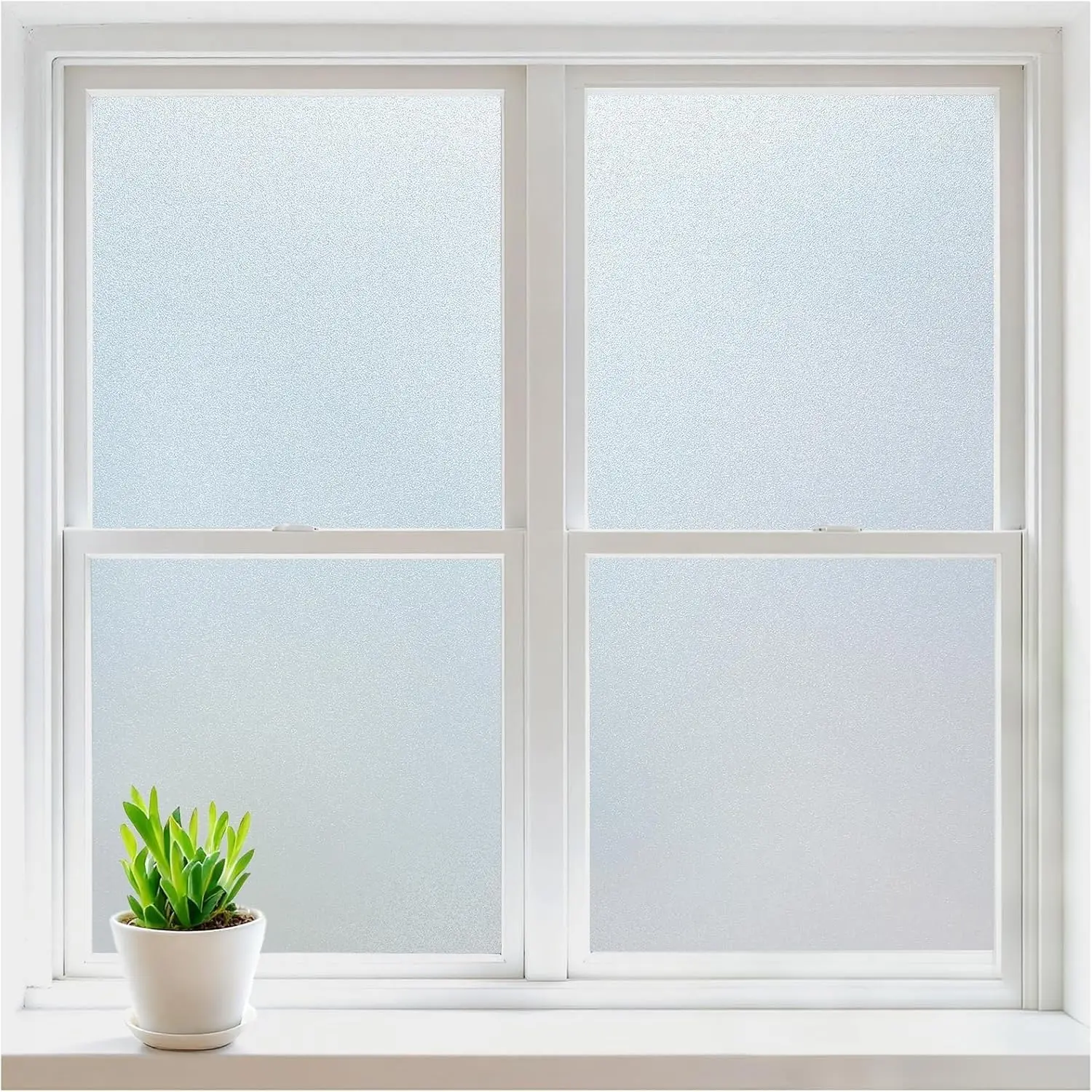 Frosted Glass Window Privacy Film Bathroom, Pure, 17.5" x 78.7" | Static Cling Peel & Stick Removable, Day & Night Opaque Frosted, Renter Friendly Decorative for Front Door Shower Bathroom