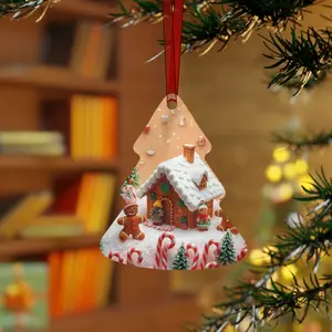 Gingerbread Cottage Metal Ornament — Christmas Bell Holiday Decoration