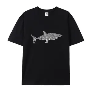 Dun Dun Dun Shark Theme Song Cotton T-Shirt, Jaws Movie Text Art Graphic Tee, Comfort Casual Outfit, Perfect Horror & Movie Fan Gift For Halloween, Ideal Oversized Everyday Fashion