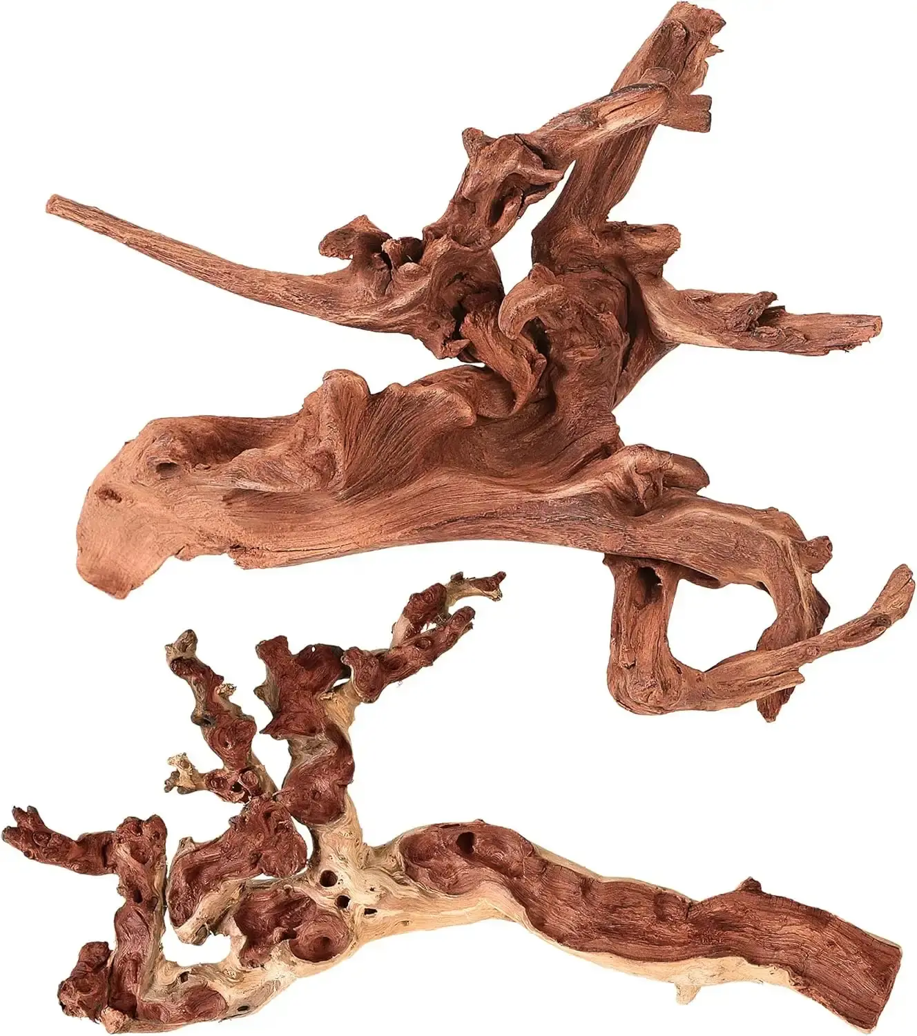 Natural Large Coral Driftwood for Aquarium Reptile, Driftwood Branch 9-14" 2 Pcs, Fish Tank Decoration-