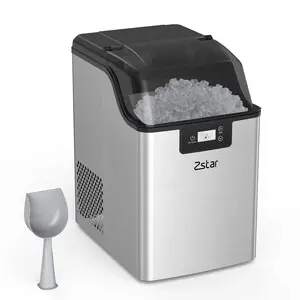 Ice Maker, Countertop Nugget Ice Maker Machine Self Cleaning 44Lbs/Day Ready in 10-15 Mins Portable Compact Ice Maker for Home, Kitchen, Office, Bar, RV-Silver