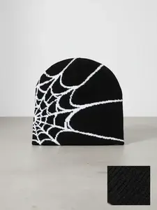 Y2k Spider Web Beanie Hat, Street Style Knit Cool Hat for Fall & Winter for Going Out, Fashion Matching Hat Accessories for Both Men & Women