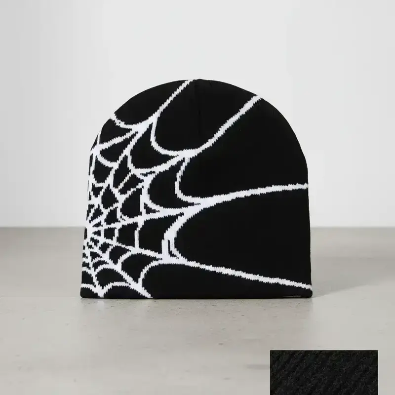 Y2k Spider Web Beanie Hat, Street Style Knit Acrylic Material Cool Fitted Fit Hat for Fall & Winter for Going Out, Unisex Appeal Fashion Matching Trendy Hat Accessories for Both Men & Women