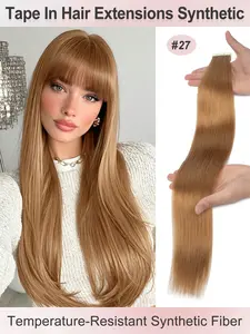 Synthetic Tape in Hair Extensions Straight Hair Tape ins Invisible Adhesive 20pcs/pack 20Iinch 50G Double Sided Adhesive Tape Hair Extensions