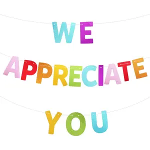 We Appreciate You 9.84Ft Long Colorful Glitter Appreciation Banner - Thank You Banner for Office, School, Party