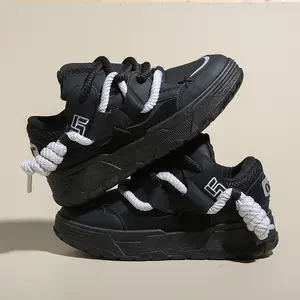 UYCEKK Trendy Low-Top Skateboard Shoes for Women with Thick Soles And Height-Enhancing Features, Featuring Casual Caterpillar Laces.
