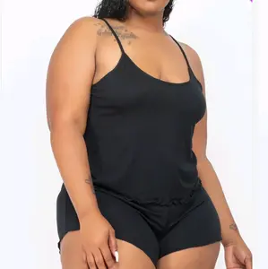 Plus Size Women's Short Set for Summer with Overalls