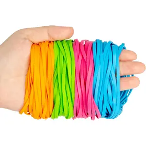 Sukh Rubber Bands - 100PCS Colored 4" Elastic Band, Office Supplies, Small Size, Bulk Set, Assorted Colors, Ideal for Tie Dye, Geoboards, Organizing Magazine, Notebook, Fixing Trash Cans