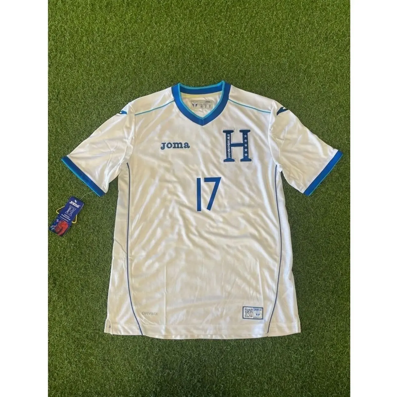 Joma Honduras Mens' Home Stadium AOP Jersey 14/15 Rodriguez #17 Small - White/Blue Z7B IZD